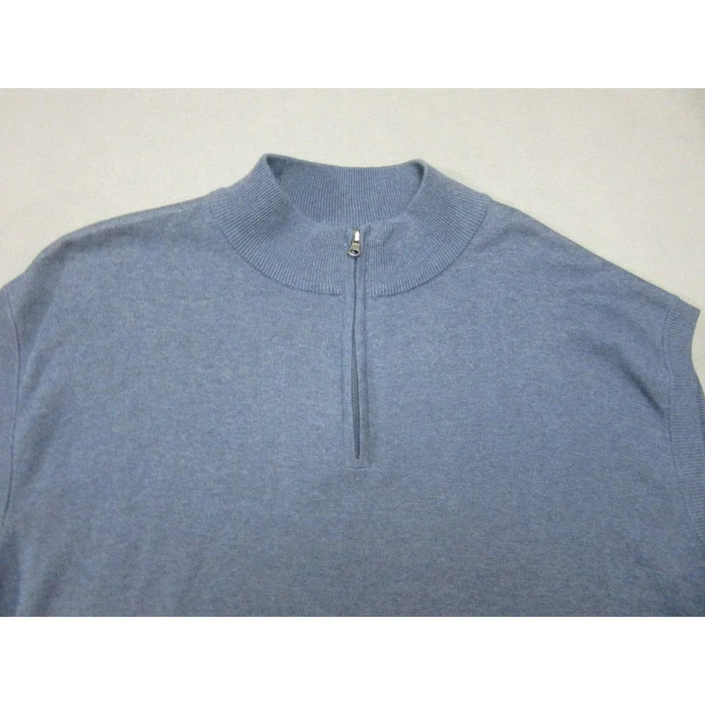 F/X Fusion Sweater Vest Mens 4XL Blue 1/4 Zip Mock Neck Knit Preppy Stretch